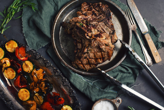 steaks de veau, légumes grillés